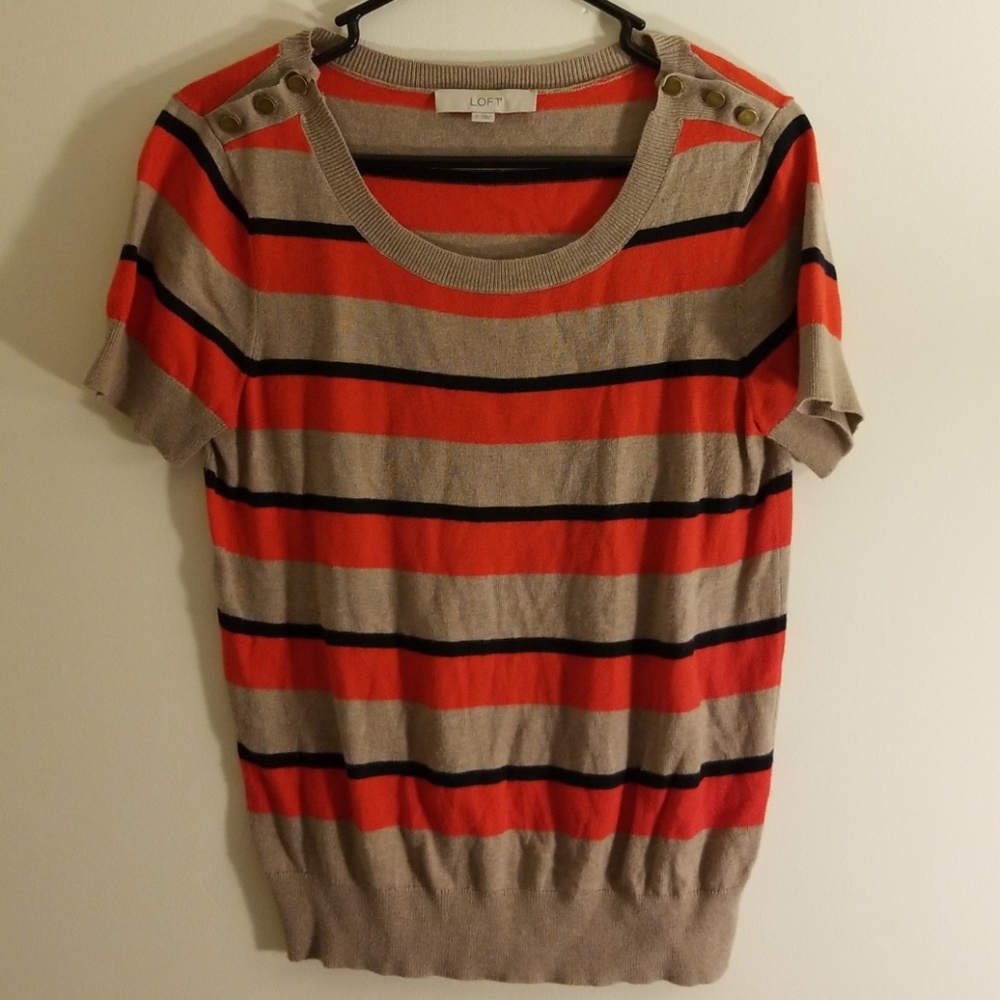 LOFT by ANN TAYLOR (S)stripe short sleeve sweater!